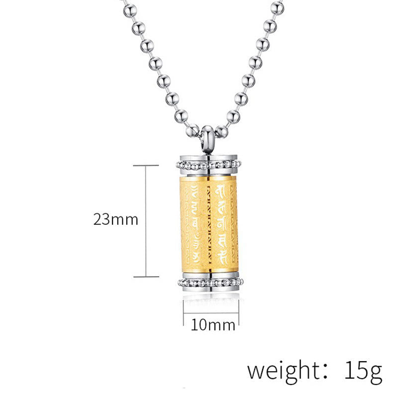 Nimara Ritual Titanium Steel Prayer Wheel Scriptures Necklace Balance Pendant