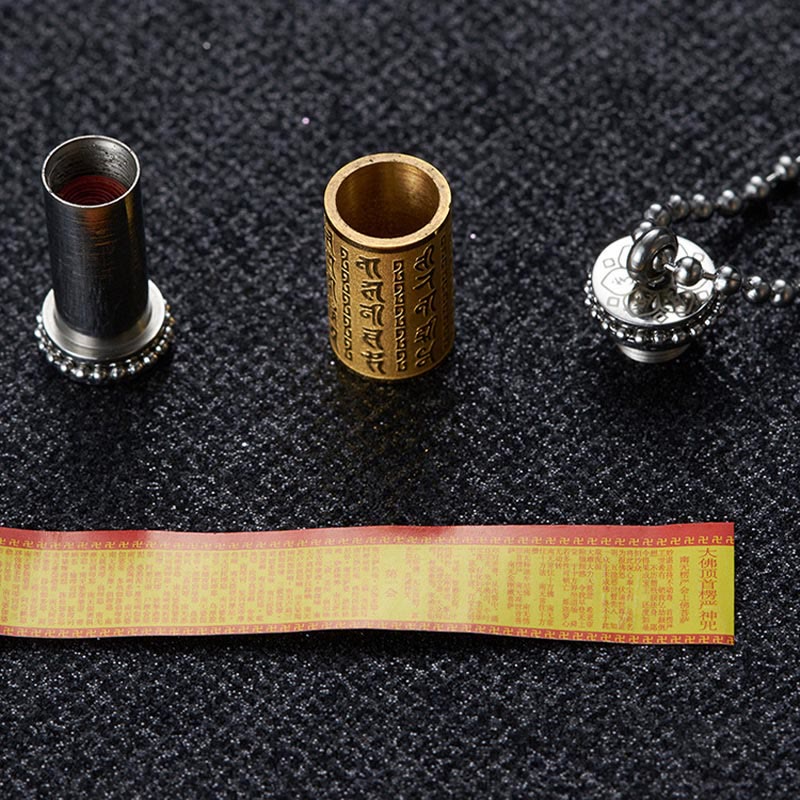 Nimara Ritual Titanium Steel Prayer Wheel Scriptures Necklace Balance Pendant