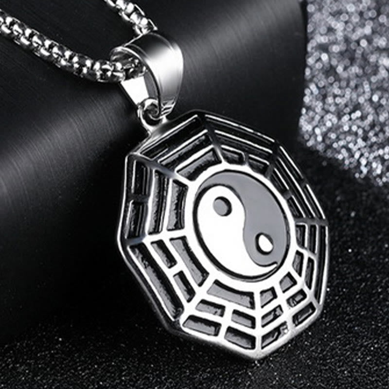 Nimara Ritual Titanium Steel Bagua Yin Yang Pattern Balance Necklace Pendant