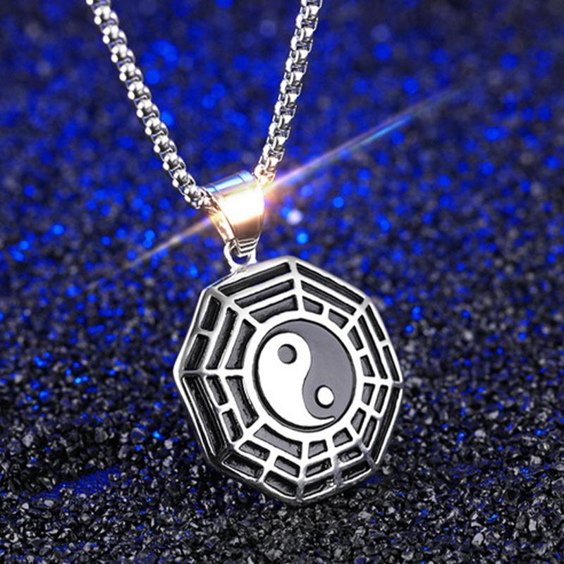 Nimara Ritual Titanium Steel Bagua Yin Yang Pattern Balance Necklace Pendant