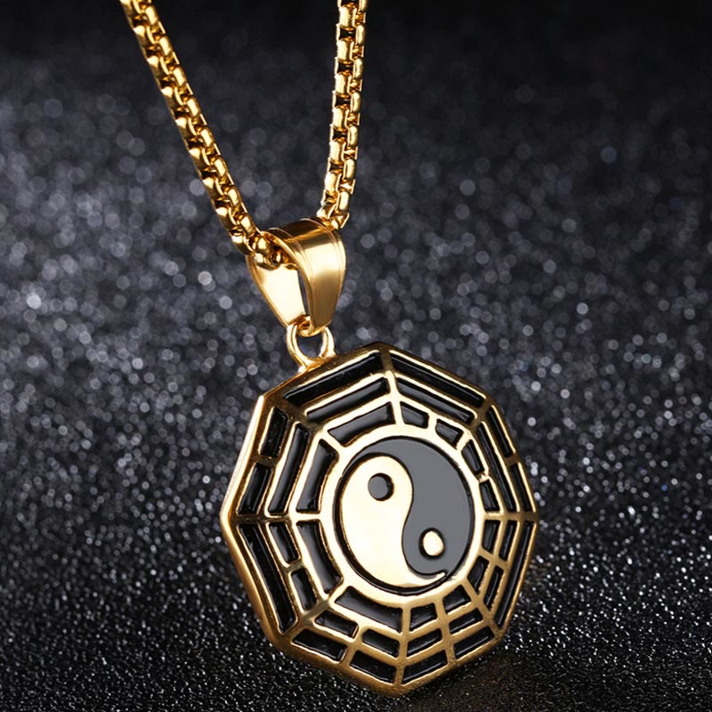Nimara Ritual Titanium Steel Bagua Yin Yang Pattern Balance Necklace Pendant