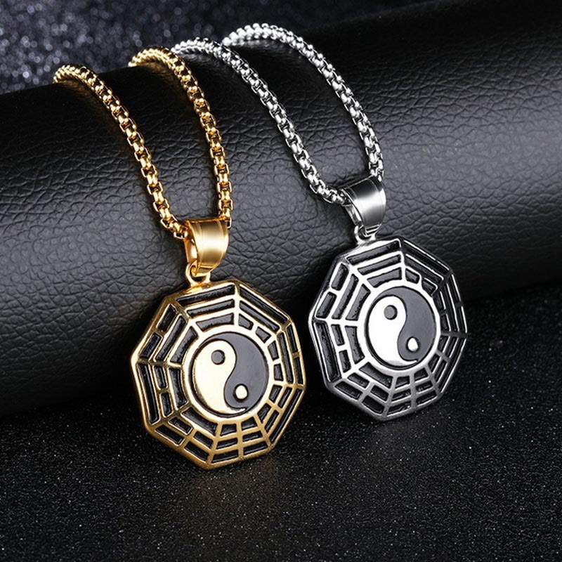 Nimara Ritual Titanium Steel Bagua Yin Yang Pattern Balance Necklace Pendant