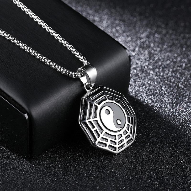 Nimara Ritual Titanium Steel Bagua Yin Yang Pattern Balance Necklace Pendant