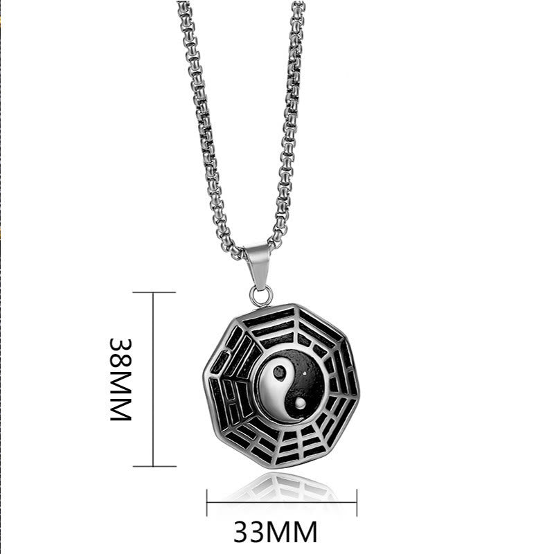 Nimara Ritual Titanium Steel Bagua Yin Yang Pattern Balance Necklace Pendant
