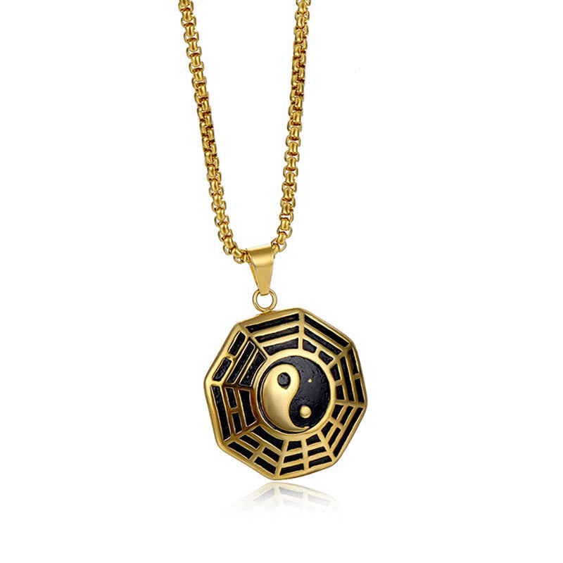 Nimara Ritual Titanium Steel Bagua Yin Yang Pattern Balance Necklace Pendant