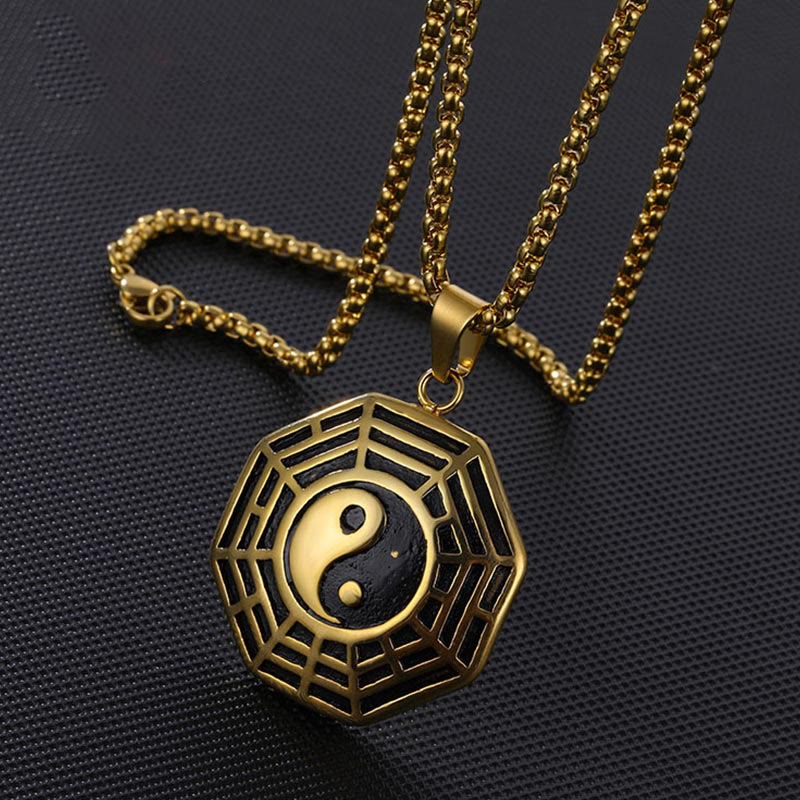 Nimara Ritual Titanium Steel Bagua Yin Yang Pattern Balance Necklace Pendant