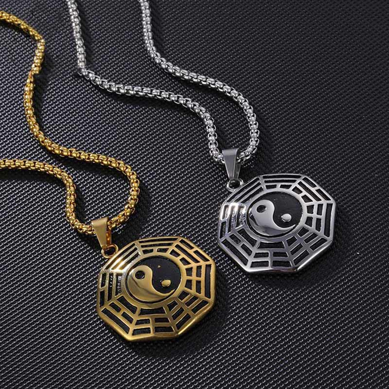 Nimara Ritual Titanium Steel Bagua Yin Yang Pattern Balance Necklace Pendant