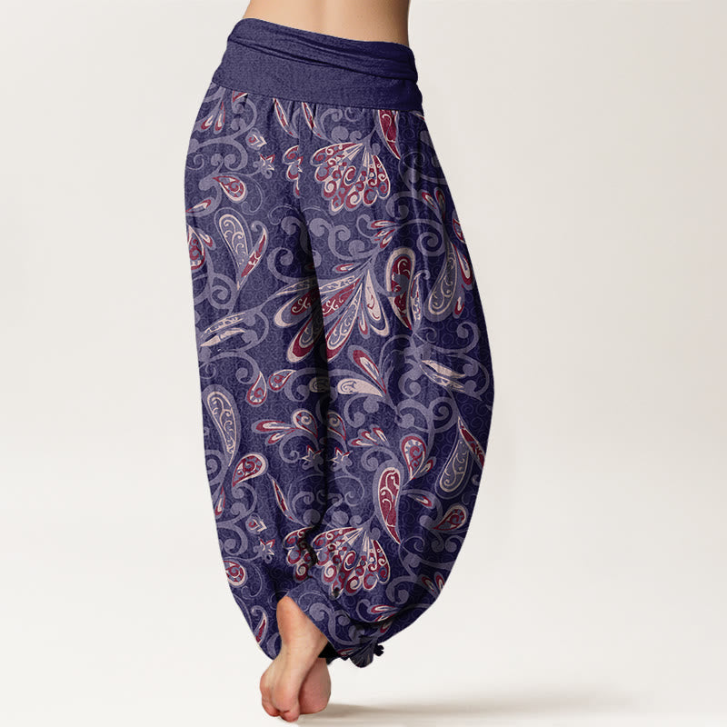 Nimara Ritual Cotton Casual Flower Petals Design Women's Elastic Waist Harem Pants