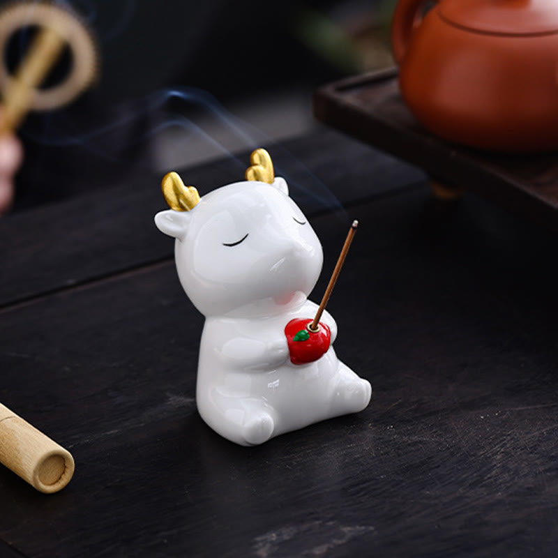 Nimara Ritual Cute Deer Holder Healing Ceramic Incense Burner Desk Decoration