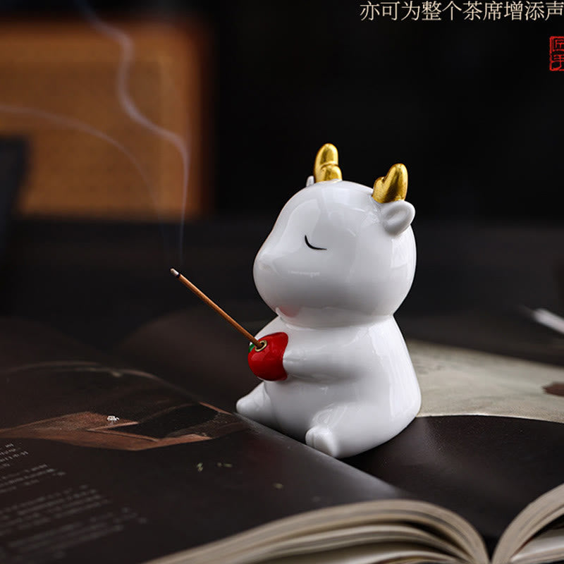 Nimara Ritual Cute Deer Holder Healing Ceramic Incense Burner Desk Decoration