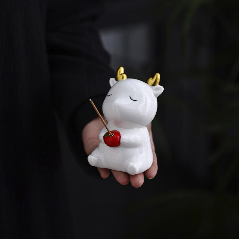 Nimara Ritual Cute Deer Holder Healing Ceramic Incense Burner Desk Decoration