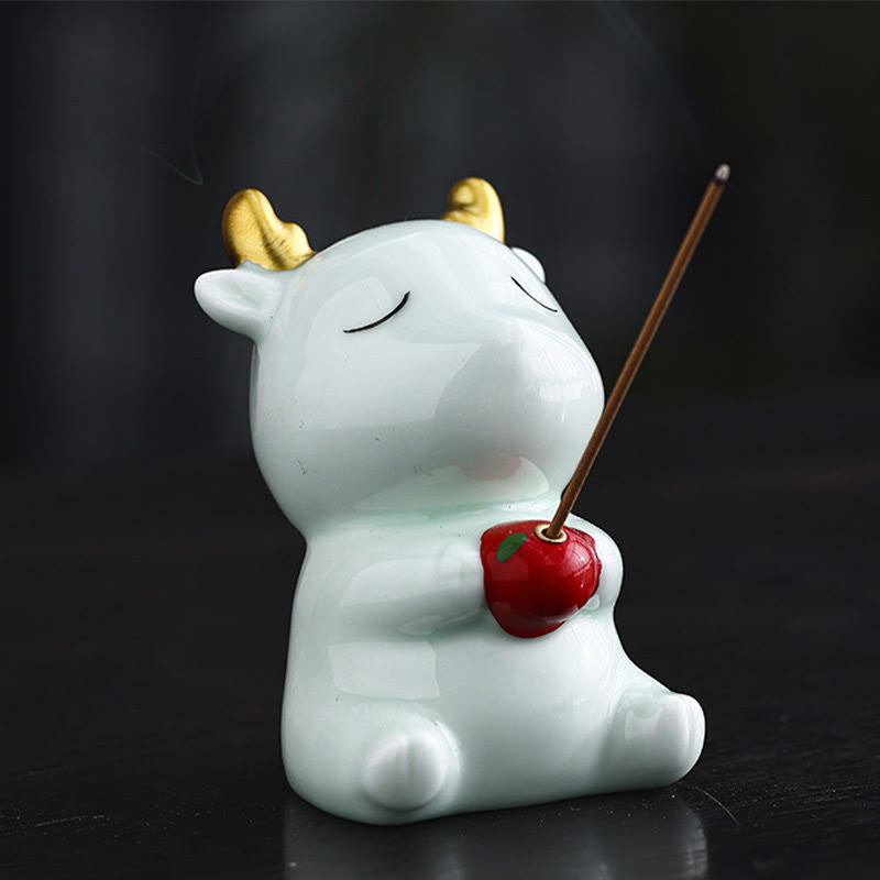 Nimara Ritual Cute Deer Holder Healing Ceramic Incense Burner Desk Decoration
