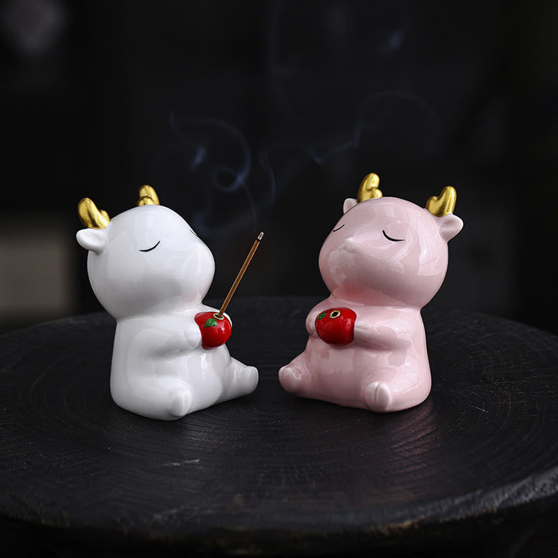 Nimara Ritual Cute Deer Holder Healing Ceramic Incense Burner Desk Decoration