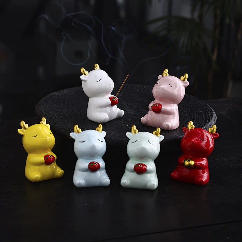 Nimara Ritual Cute Deer Holder Healing Ceramic Incense Burner Desk Decoration