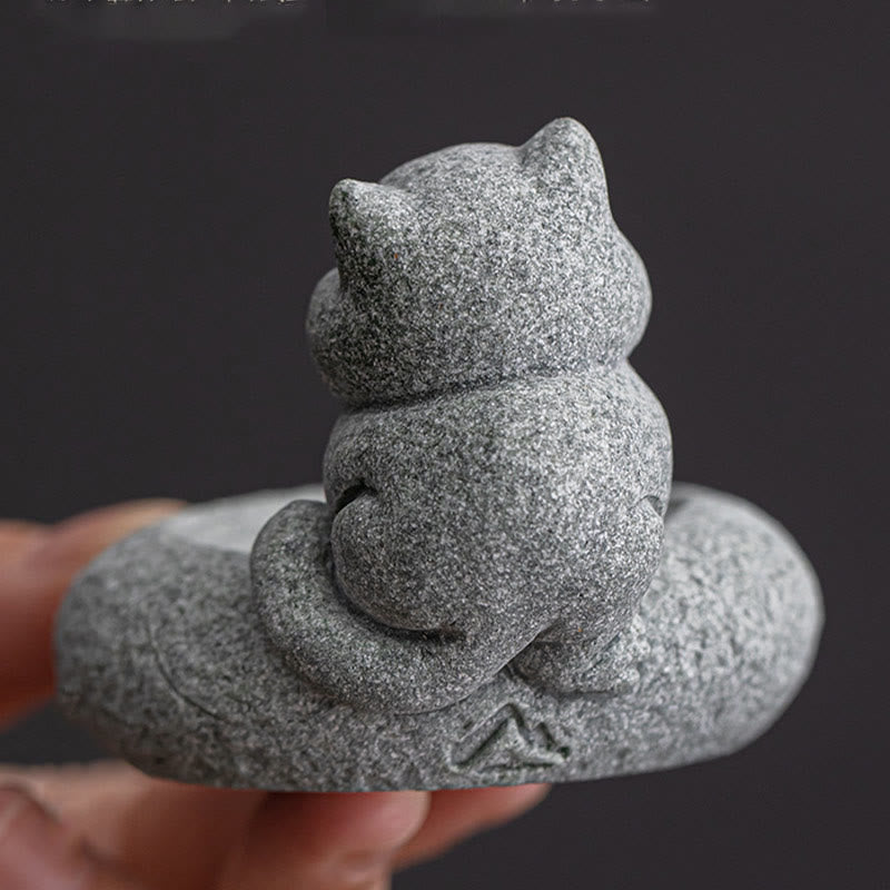Nimara Ritual Cute Lazy Standing Cat Healing Incense Burner Desk Decoration