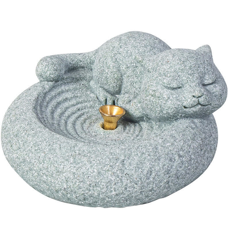 Nimara Ritual Cute Lazy Standing Cat Healing Incense Burner Desk Decoration