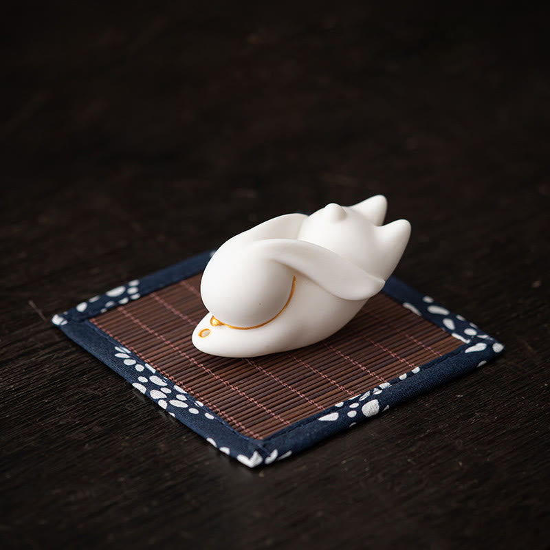 Nimara Ritual Flying Rabbit Bamboo Mat Healing Ceramic Incense Burner Desk Decoration