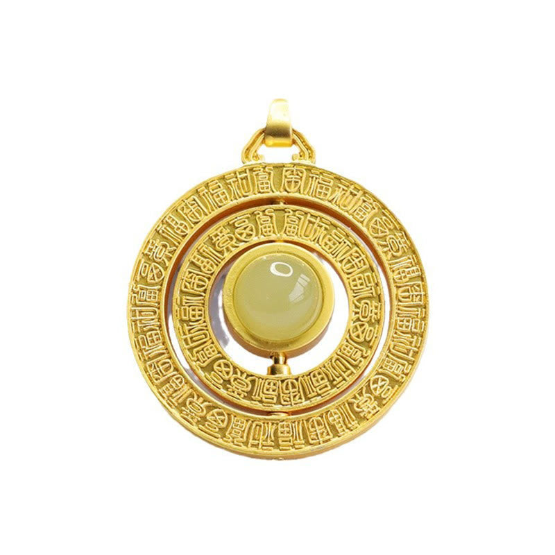 Nimara Ritual Hetian Jade Hundred Blessings Fu Character Luck Rotatable Necklace Pendant