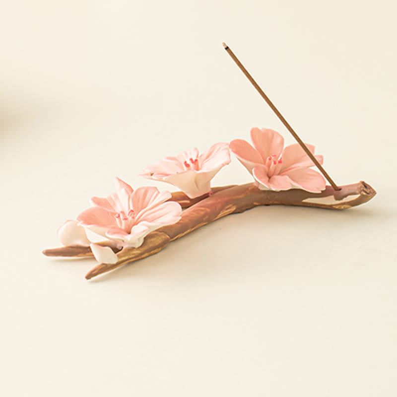 Nimara Ritual Blooming Plum Blossom Branches Ceramic Healing Incense Burner Desk Decoration