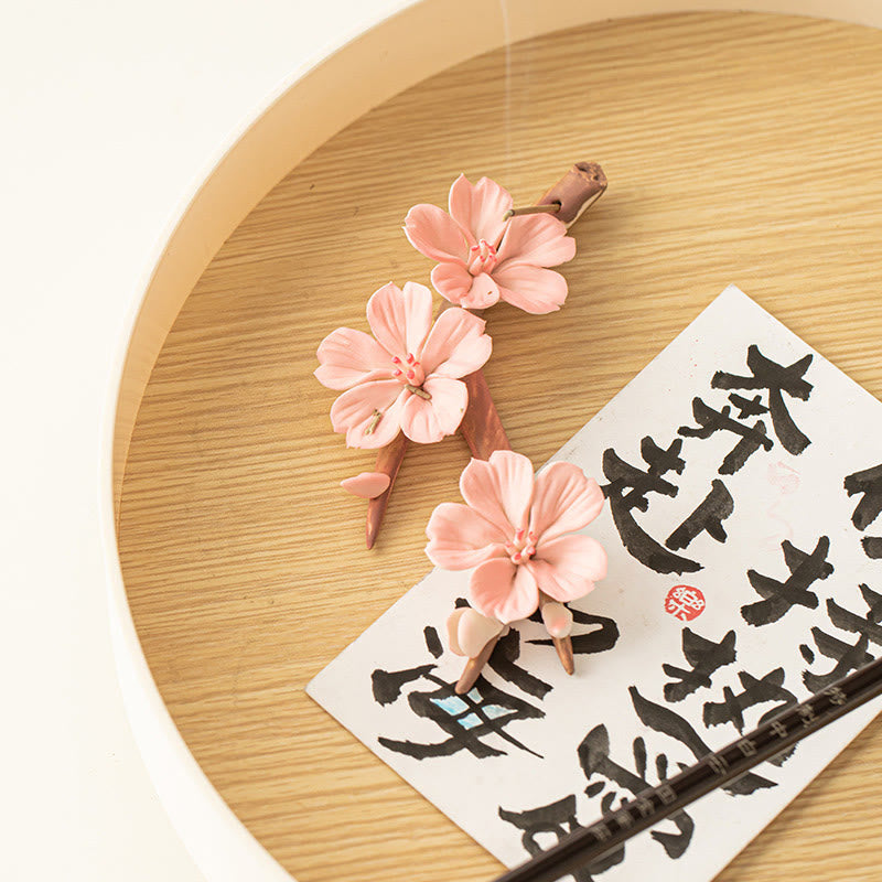 Nimara Ritual Blooming Plum Blossom Branches Ceramic Healing Incense Burner Desk Decoration