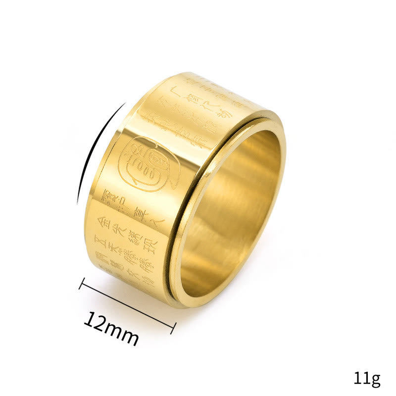 Nimara Ritual Tibetan Golden Light Mantra Titanium Steel Smooth Surface Spinner Balance Ring