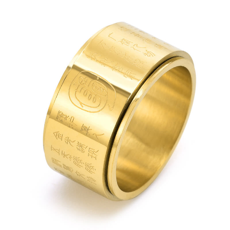 Nimara Ritual Tibetan Golden Light Mantra Titanium Steel Smooth Surface Spinner Balance Ring