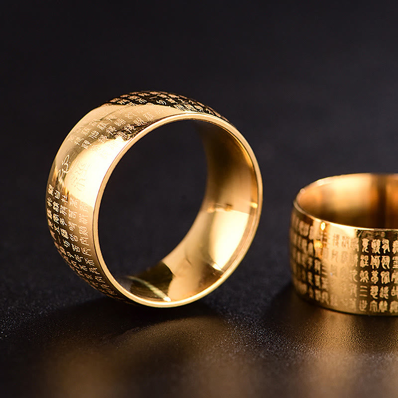 Nimara Ritual Tibetan Seal Heart Sutra Titanium Steel Balance Ring