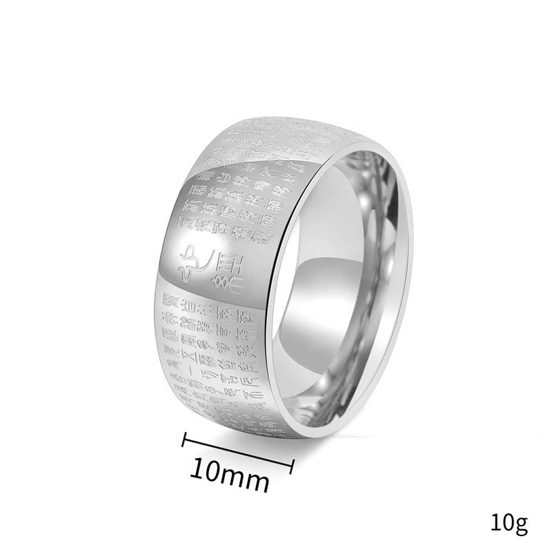 Nimara Ritual Tibetan Seal Heart Sutra Titanium Steel Balance Ring