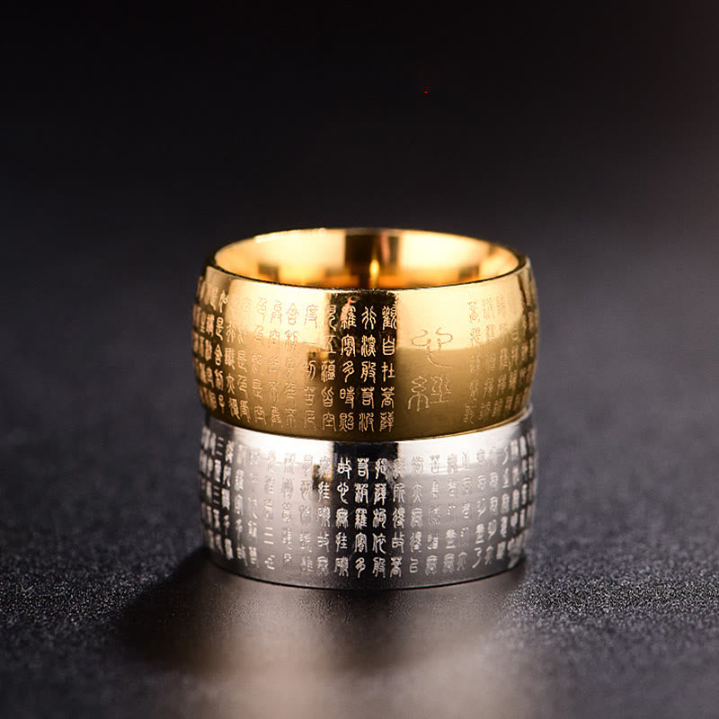 Nimara Ritual Tibetan Seal Heart Sutra Titanium Steel Balance Ring