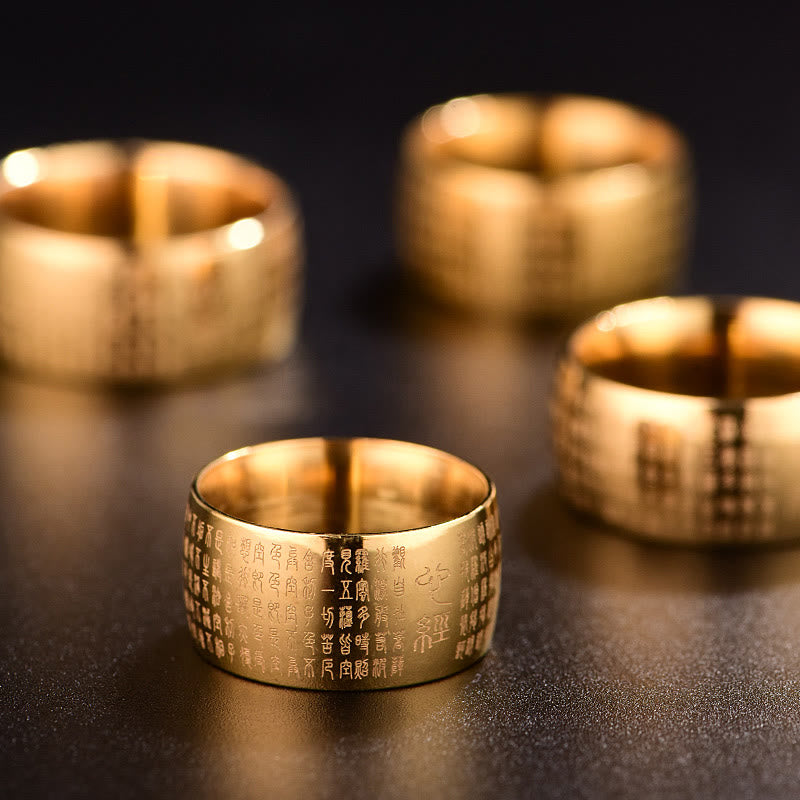 Nimara Ritual Tibetan Seal Heart Sutra Titanium Steel Balance Ring