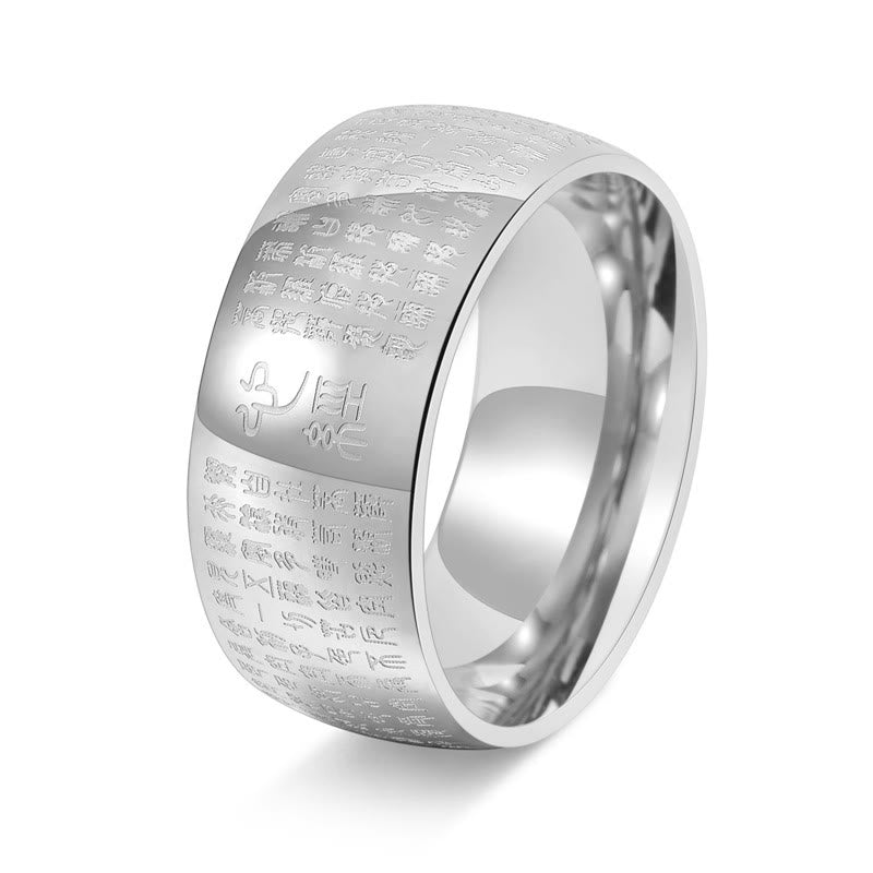 Nimara Ritual Tibetan Seal Heart Sutra Titanium Steel Balance Ring