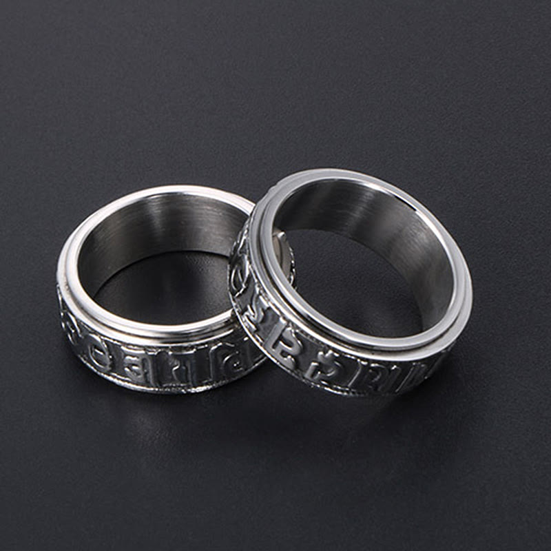 Nimara Ritual Tibetan Om Mani Padme Hum Titanium Steel Spinner Balance Ring