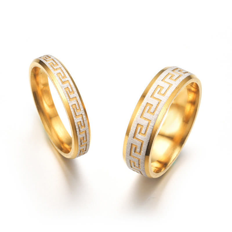 Nimara Ritual Tibetan Great Wall Pattern Titanium Steel Balance Ring