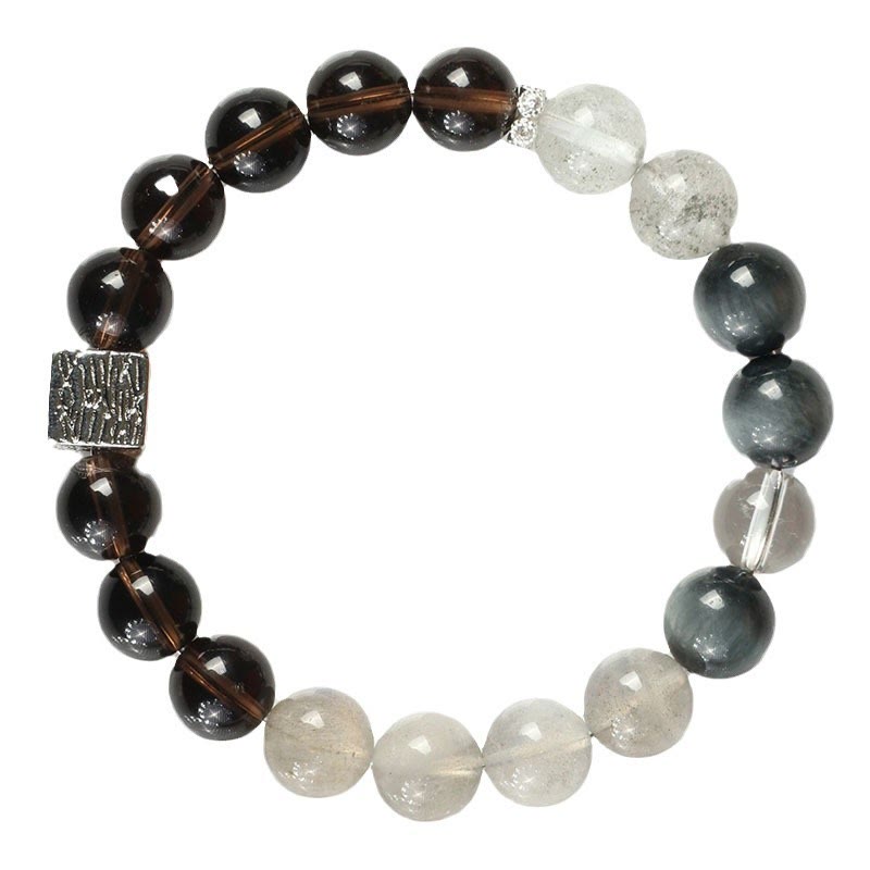 Nimara Ritual Black Obsidian Black Rutilated Quartz Moonstone Cube Strength Bracelet