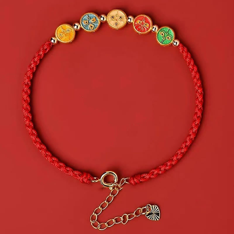 Nimara Ritual Red String 925 Sterling Silver Five Ways God Of Wealth Connection Bracelet