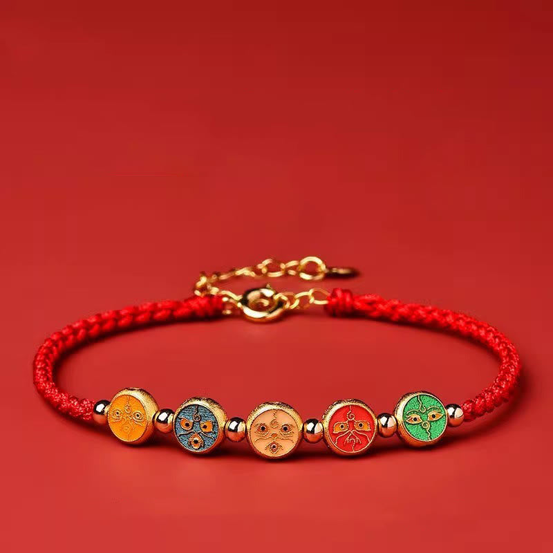 Nimara Ritual Red String 925 Sterling Silver Five Ways God Of Wealth Connection Bracelet