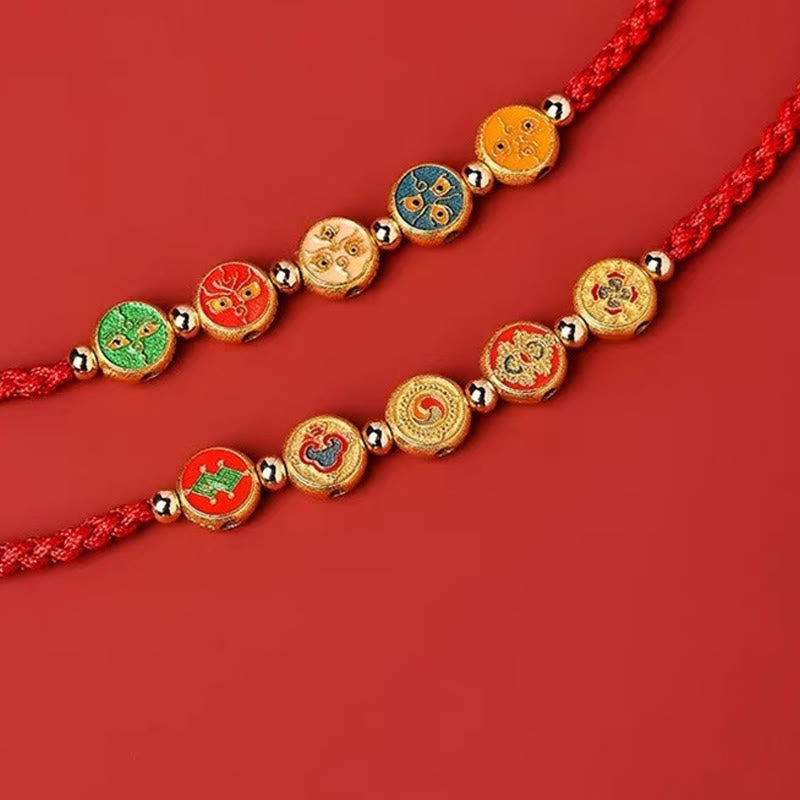 Nimara Ritual Red String 925 Sterling Silver Five Ways God Of Wealth Connection Bracelet