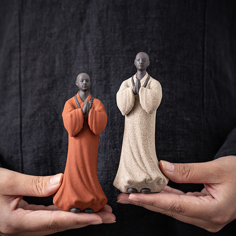 Nimara Ritual Meditating Praying Monk Figure Ceramic Compassion Serenity Home Decoration