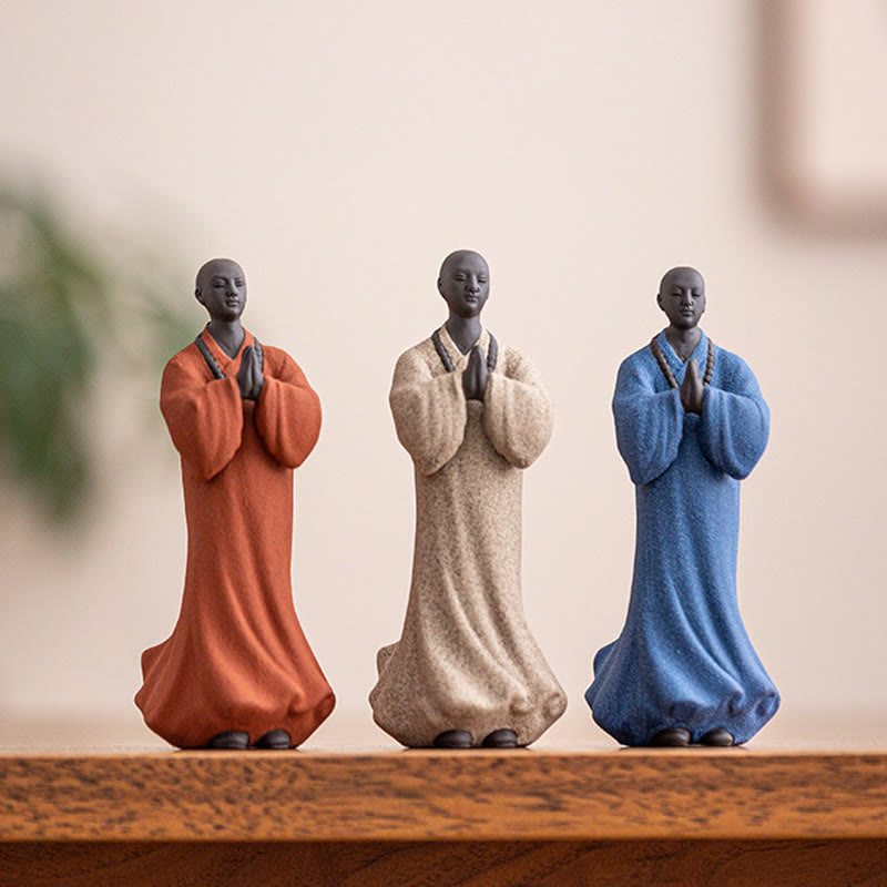 Nimara Ritual Meditating Praying Monk Figure Ceramic Compassion Serenity Home Decoration