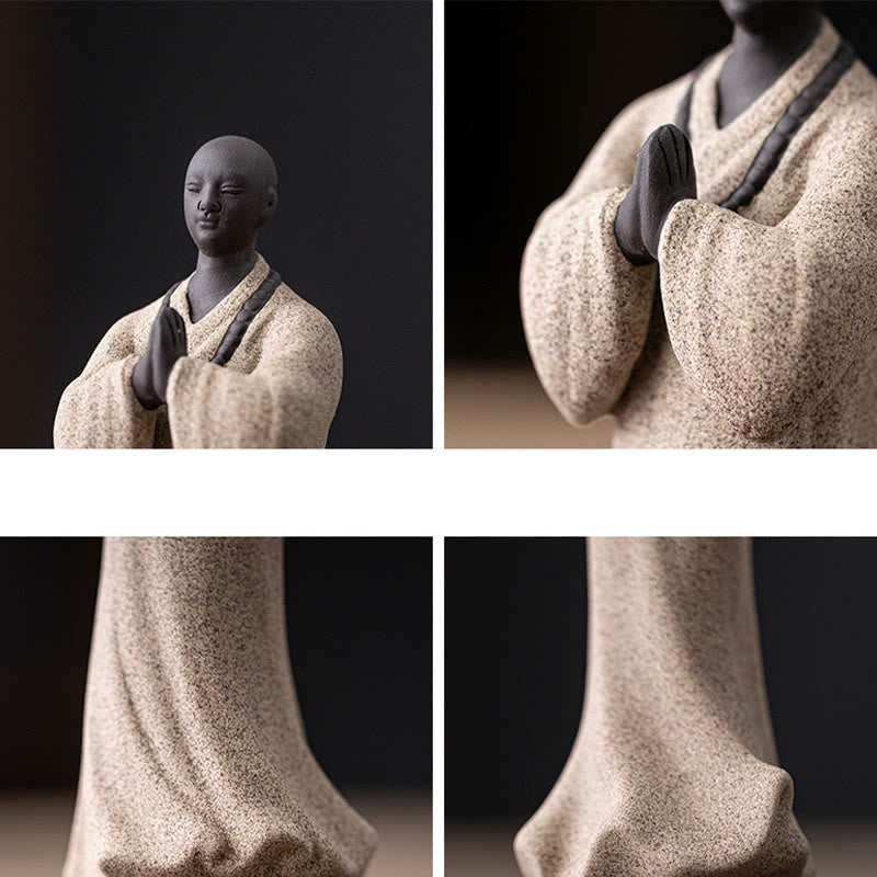 Nimara Ritual Meditating Praying Monk Figure Ceramic Compassion Serenity Home Decoration