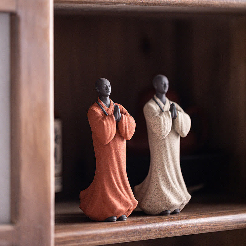 Nimara Ritual Meditating Praying Monk Figure Ceramic Compassion Serenity Home Decoration