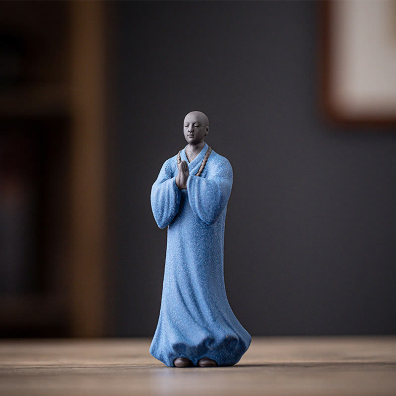 Nimara Ritual Meditating Praying Monk Figure Ceramic Compassion Serenity Home Decoration