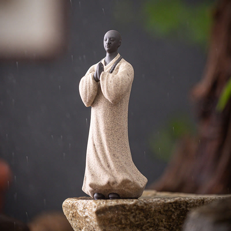 Nimara Ritual Meditating Praying Monk Figure Ceramic Compassion Serenity Home Decoration