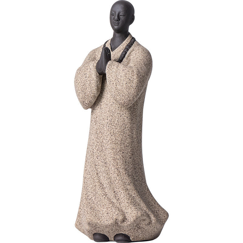 Nimara Ritual Meditating Praying Monk Figure Ceramic Compassion Serenity Home Decoration