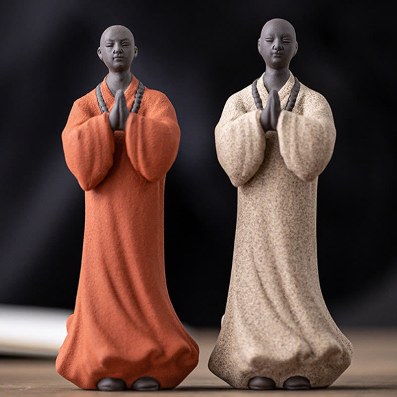 Nimara Ritual Meditating Praying Monk Figure Ceramic Compassion Serenity Home Decoration