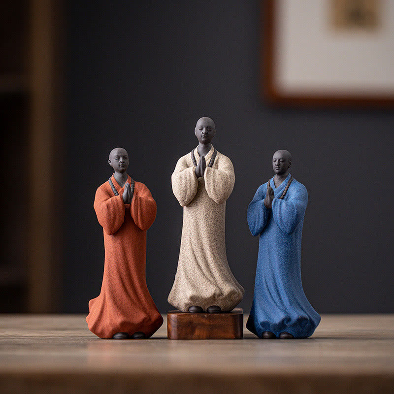 Nimara Ritual Meditating Praying Monk Figure Ceramic Compassion Serenity Home Decoration