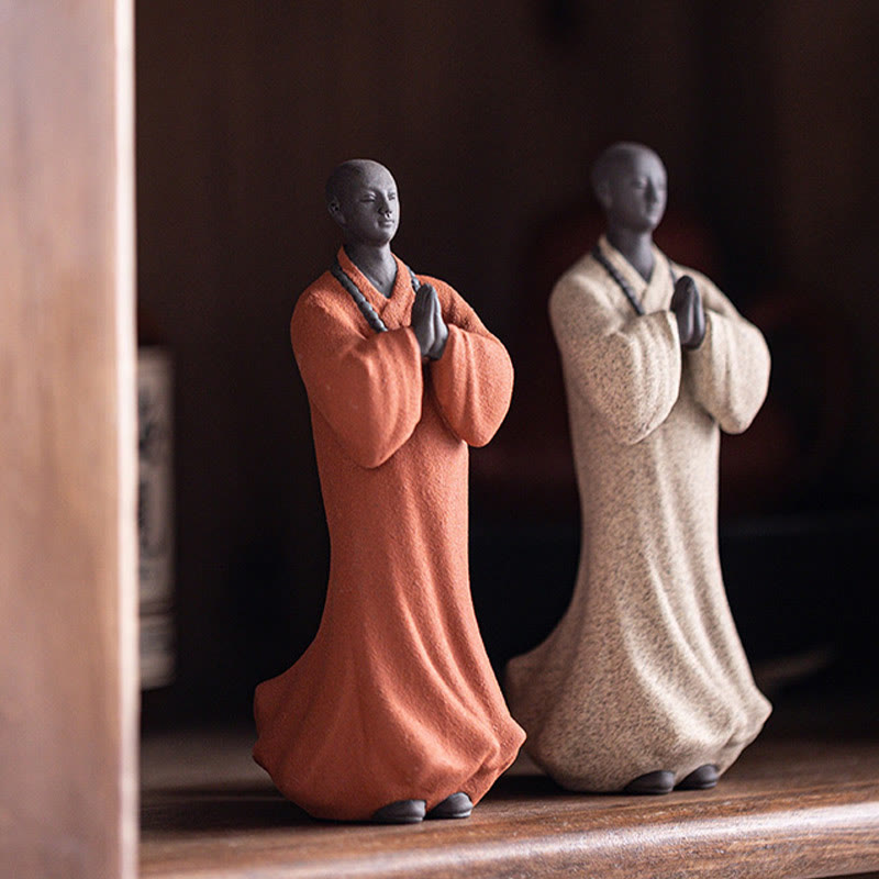 Nimara Ritual Meditating Praying Monk Figure Ceramic Compassion Serenity Home Decoration