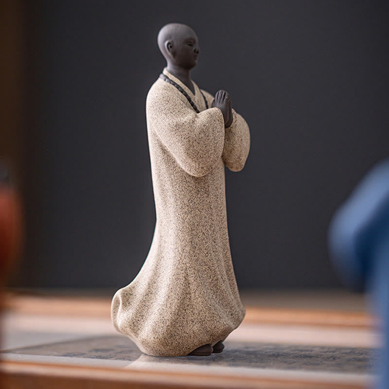 Nimara Ritual Meditating Praying Monk Figure Ceramic Compassion Serenity Home Decoration