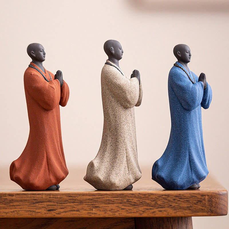 Nimara Ritual Meditating Praying Monk Figure Ceramic Compassion Serenity Home Decoration