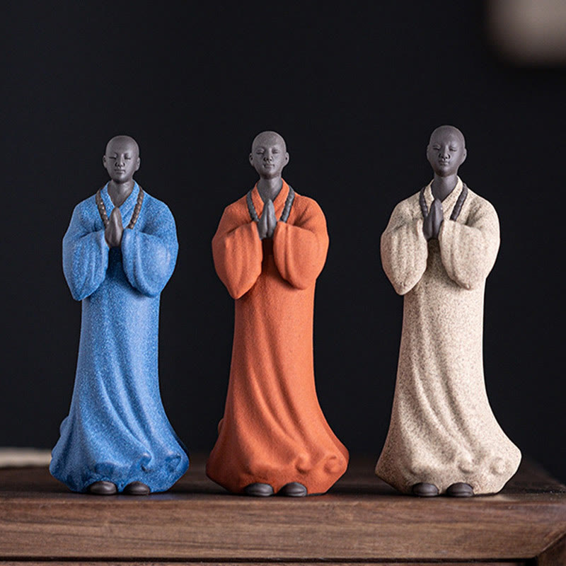 Nimara Ritual Meditating Praying Monk Figure Ceramic Compassion Serenity Home Decoration